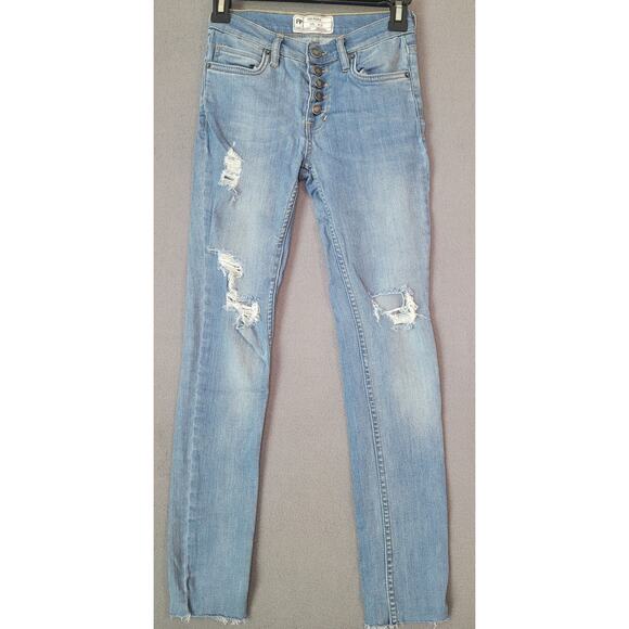 Free People Reagan Skinny Jeans Size 25 Button Front – EUC - Picture 1 of 9
